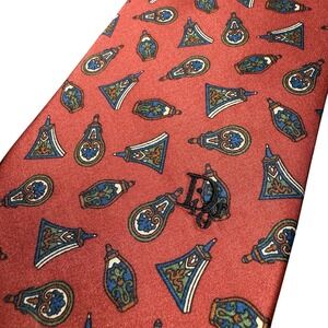Vintage Christian‎ Dior Monsieur Silk Tie Red Paisley Victorian Embroidered